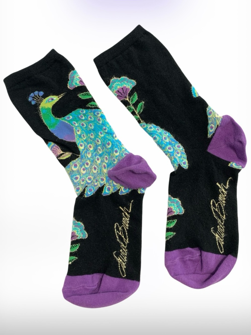 Laurel Burch Peacock & Floral Print Socks
